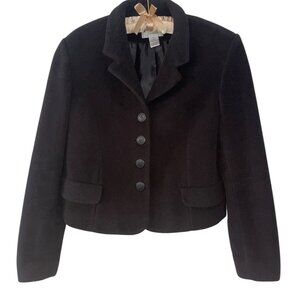 Express Tailleur Fleece Cropped Teddy Blazer Jacket Size L Made in USA Black